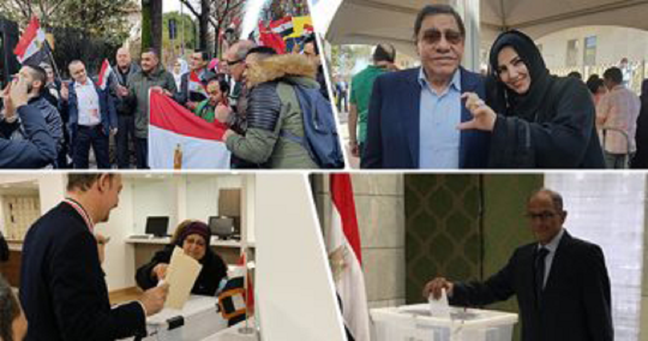 Egyptian parades and chanting in voting lines abroad