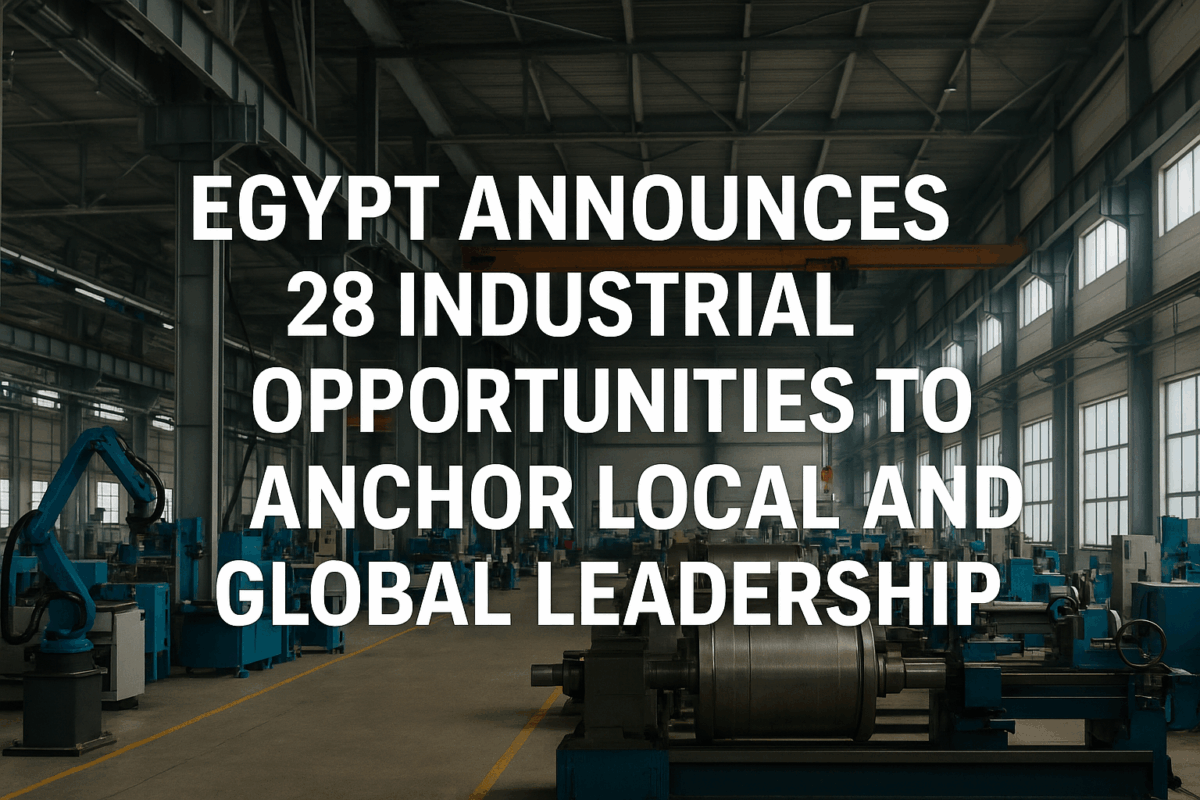 Egypt announces 28 Industrial opportunities to Anchor Local and Global Leadership